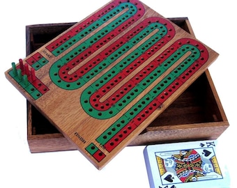 Cribbage für 2 Spieler - Spielfeld 22 x 17 cm - Kartenspiel mit Spielkasten