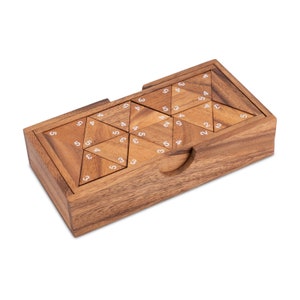Tridomino with numbers for 2 to 6 players - with 56 game pieces in a wooden box