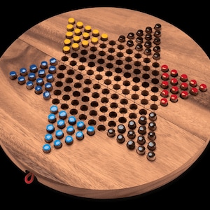 Halma size XL for 2 to 6 players - 31 cm round playing field - 6 x 15 game pieces