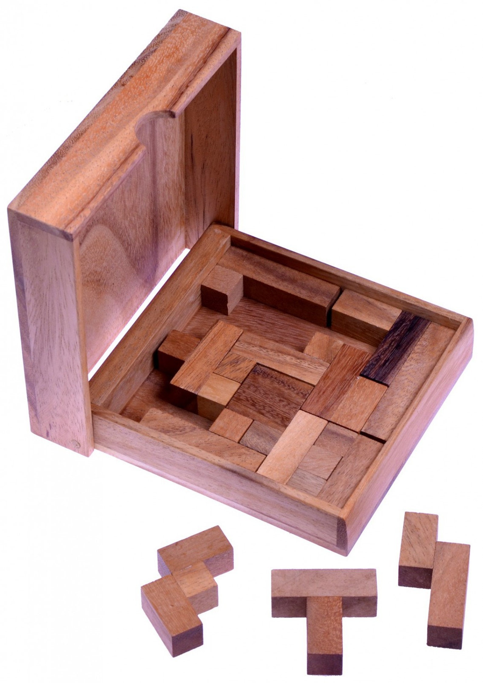 Square Puzzle – Wooden Pentomino Learning Game With 12 Building Blocks ...