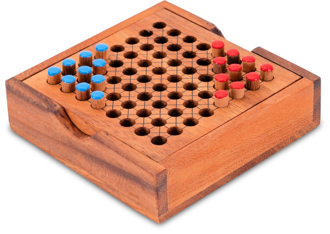 Halma Travel Game – Classic Strategy Game in a Mini Wooden Box for 2 ...