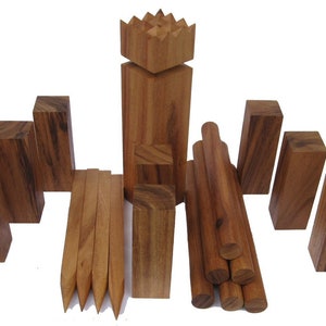 Kubb Wikingerspiel Wikingerschach aus hartem Samena Holz mit Tragebeutel Bild 1