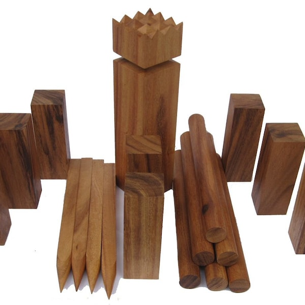 Kubb - Wikingerspiel - Wikingerschach - aus hartem Samena Holz - mit Tragebeutel