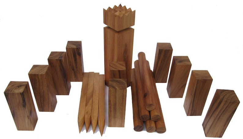 Kubb Wikingerspiel Wikingerschach aus hartem Samena Holz mit Tragebeutel Bild 1
