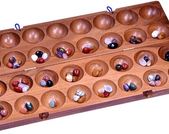 Hus Game - for 2 players - 2nd choice - Bao - Kalaha - with gemstones