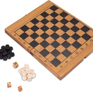 Backgammon + Checkers Size L - Playing field 31 x 25 cm - inside backgammon, outside checkers