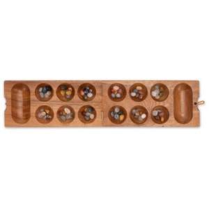 Kalaha game for 2 players - playing field 14 x 49 cm - Hus - Bao - with gems