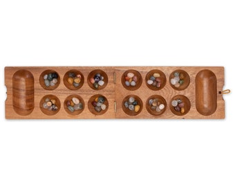 Kalaha game for 2 players - playing field 14 x 49 cm - Hus - Bao - with gems
