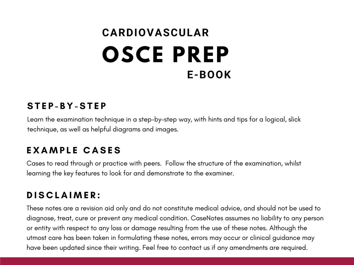 Cardiovascular Examination Osce E Book Case Notes Medical Etsy