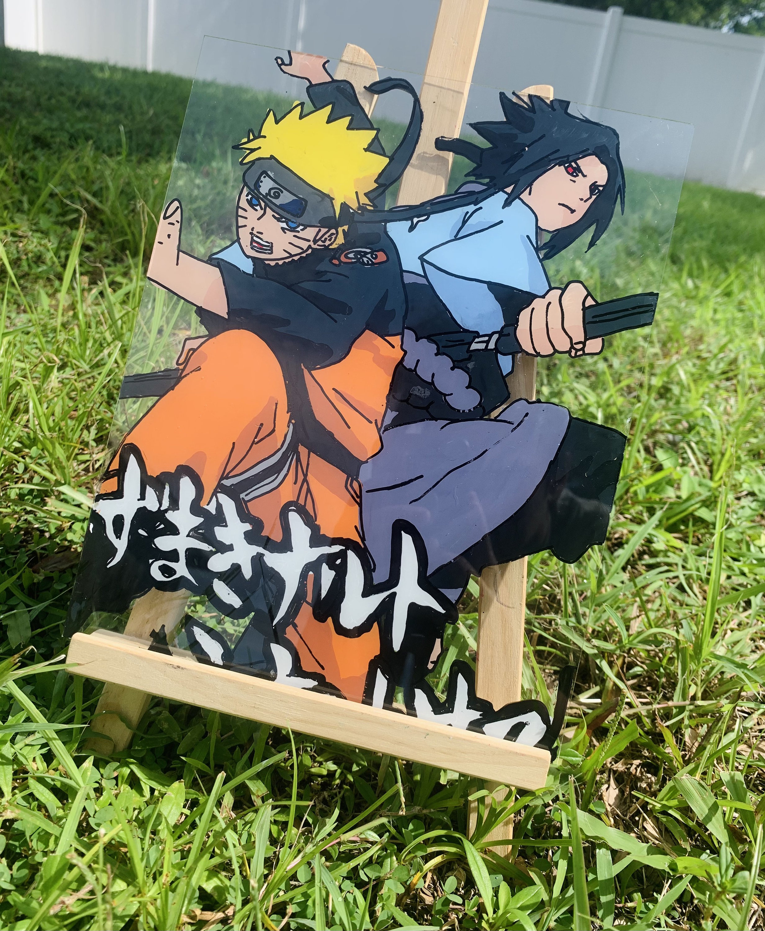 Naruto anime glass painting 8x10 original handmade fanart fan Etsy