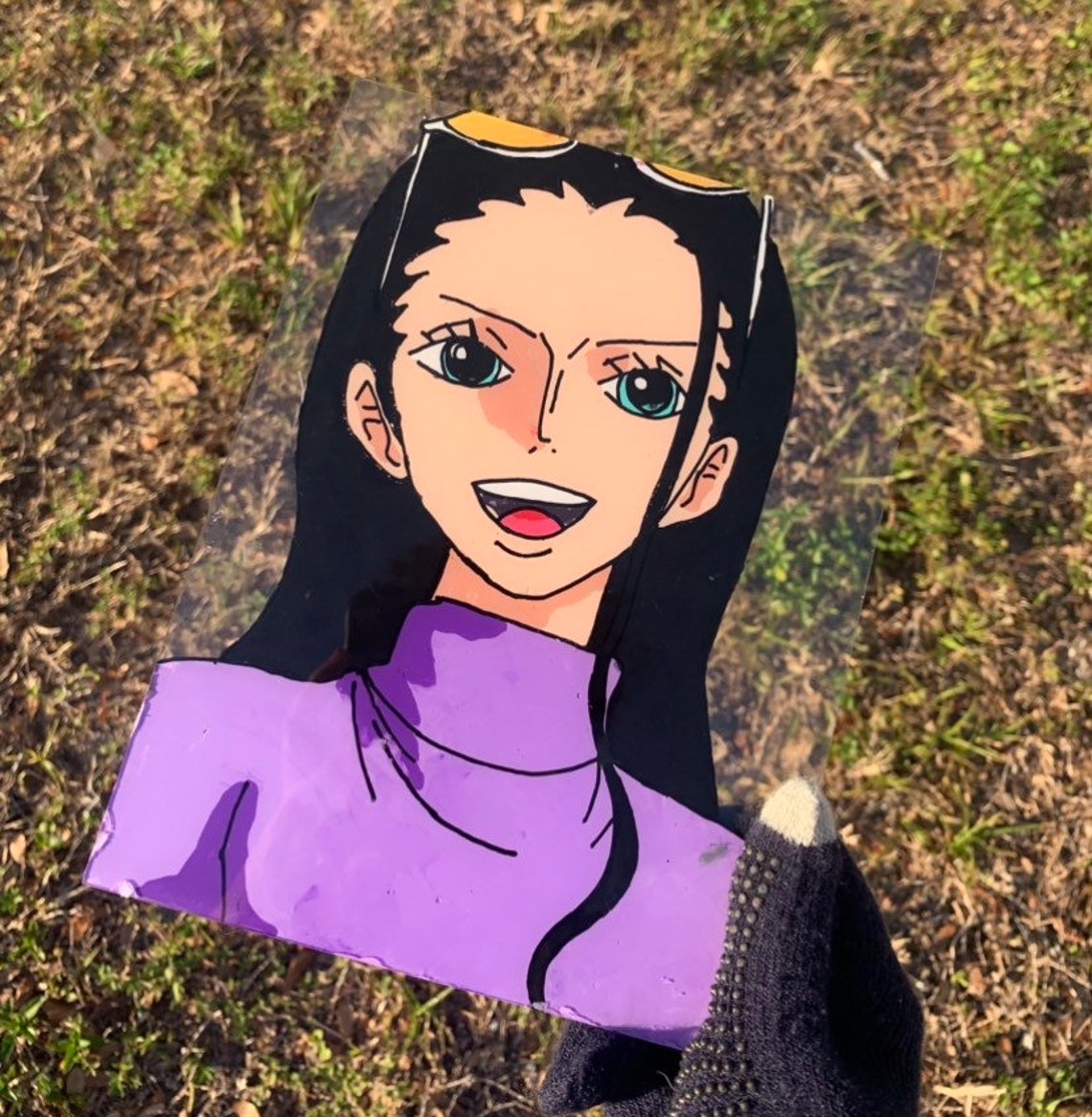 Nico Robin One piece Anime Glass Painting 5x7 Original Etsy