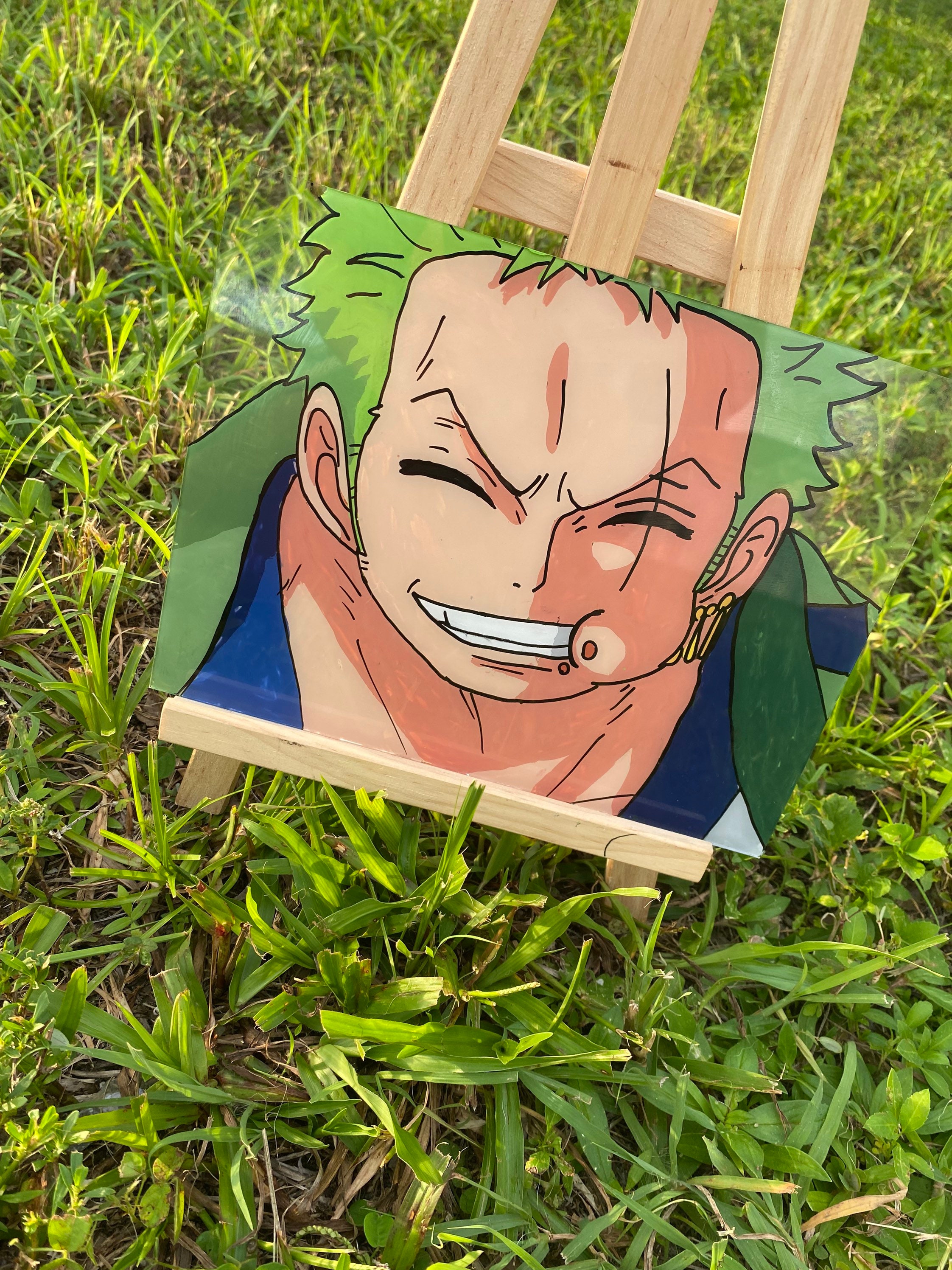 One Piece Roronora Zoro Anime glass painting Fan gift Wall Etsy