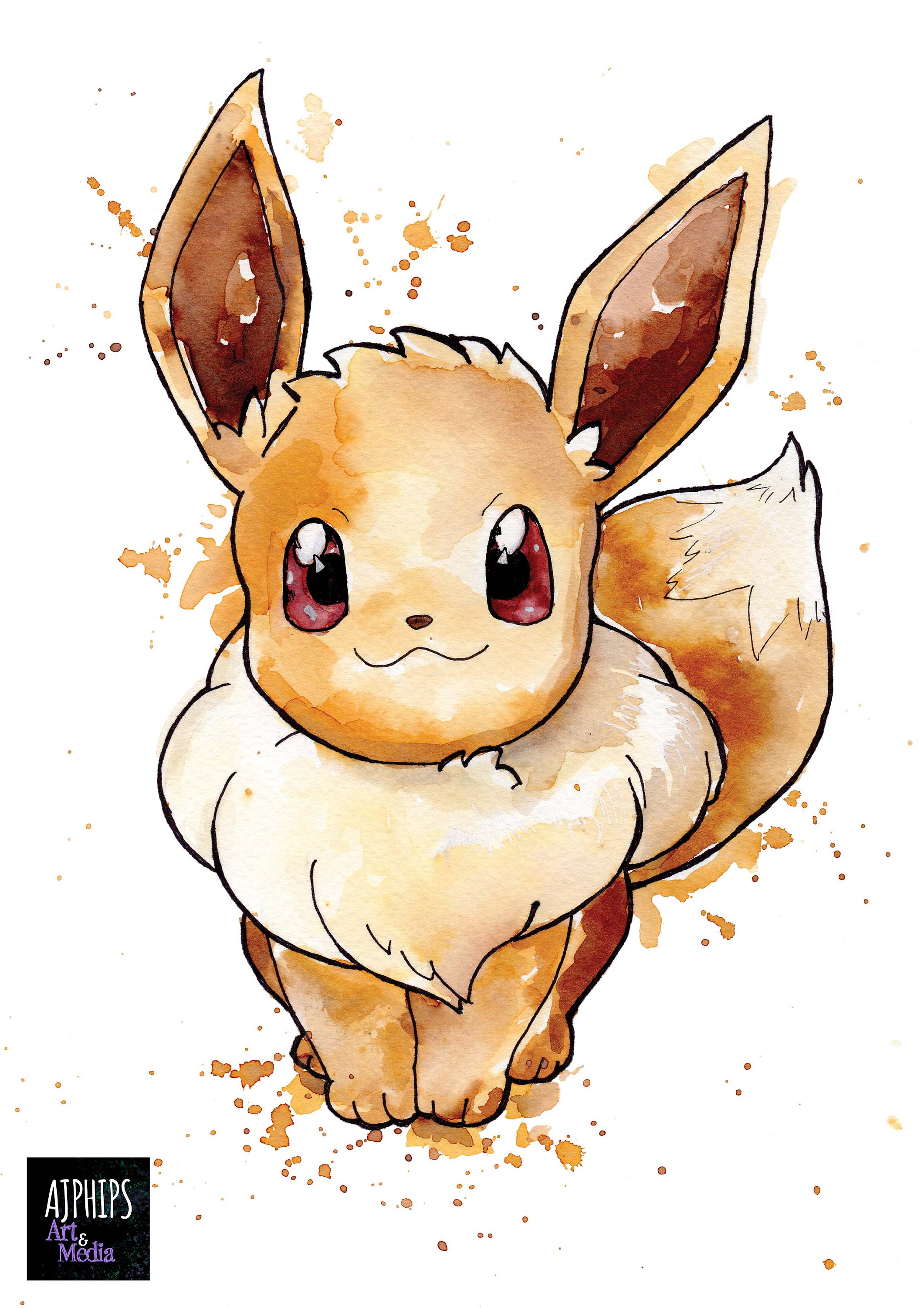Water Colour Eevee Digital Pokemon Print | Etsy