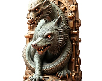 Steampunk Dragon STL File | Mechanical Fantasy Dragon Statue for 3D Printing (Digital Download)