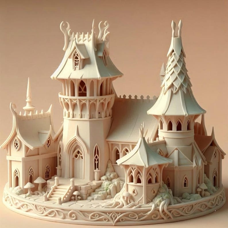 Elf Castle Fantasy Elf Castle STL – Detailed Magical Castle Diorama for 3D ...
