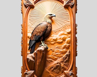 Eagle Relief Wall Art STL | High-Detail CNC Carving & 3D Model Panel (Digital Download)
