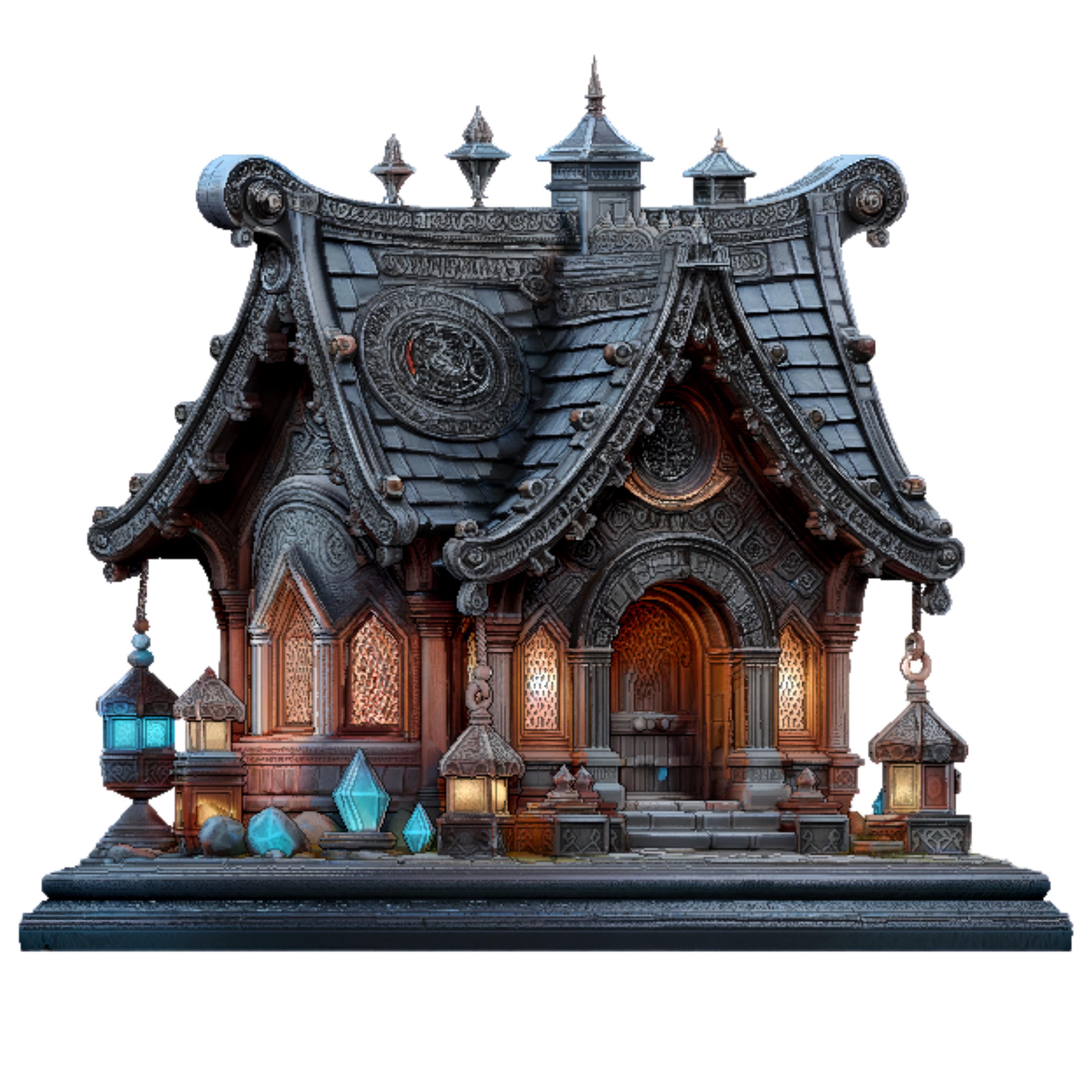 Arcane Gothic Sorcerer House 3D Model STL | Rune Temple & Crystal RPG ...