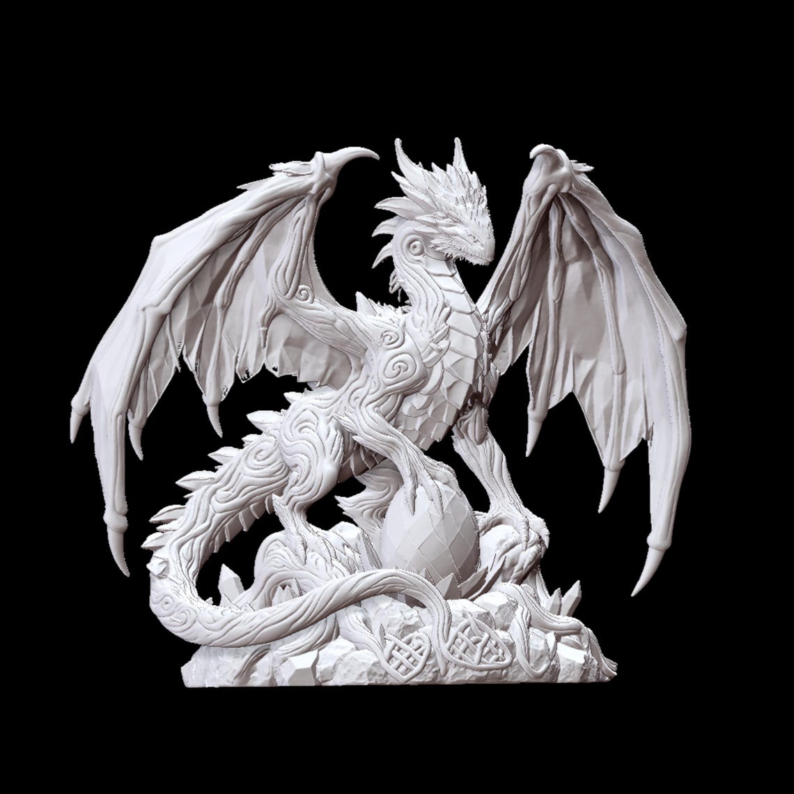 Dragon Sculpture STL – Detailed Fantasy Dragon Statue for Advanced 3D ...