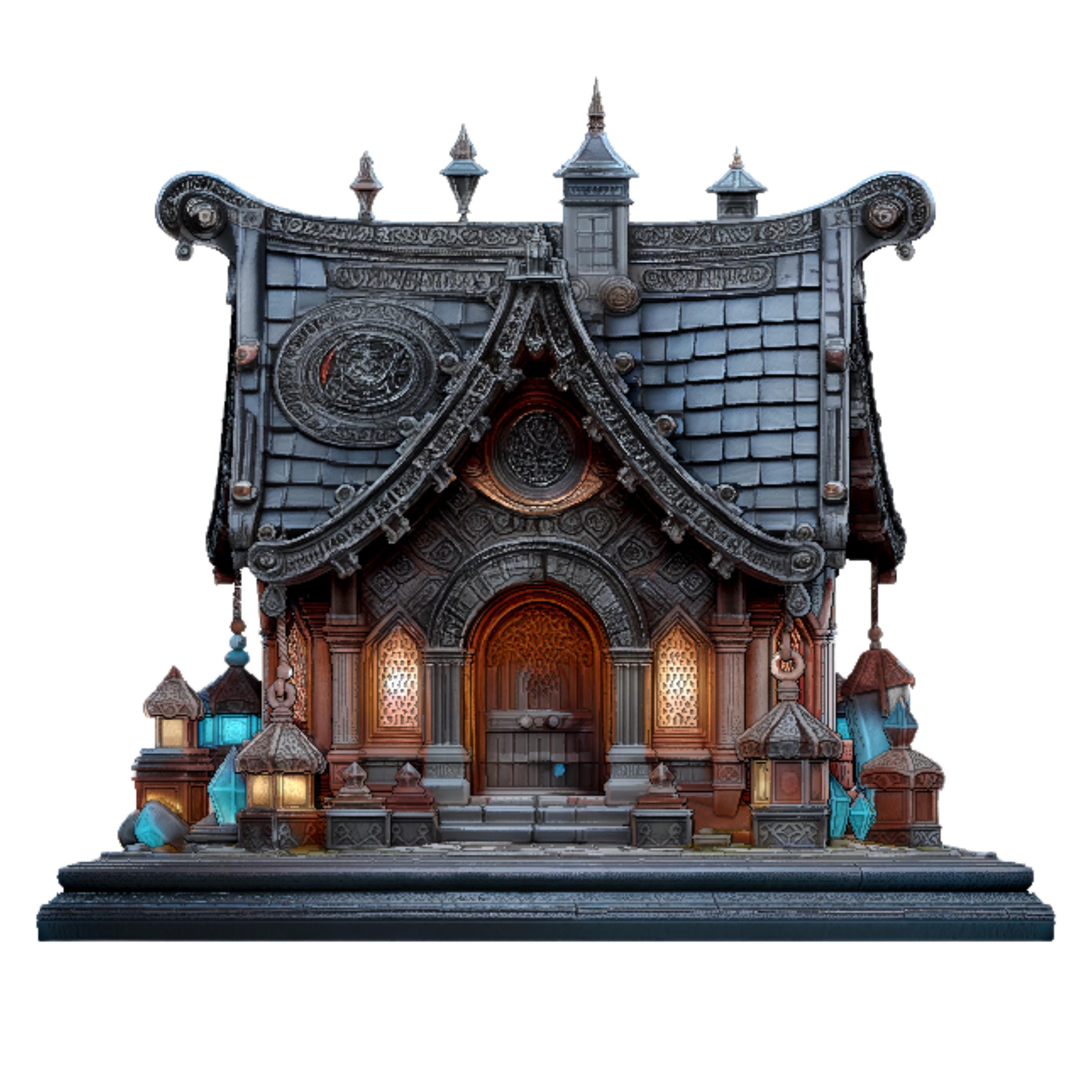 Arcane Gothic Sorcerer House 3D Model STL | Rune Temple & Crystal RPG ...