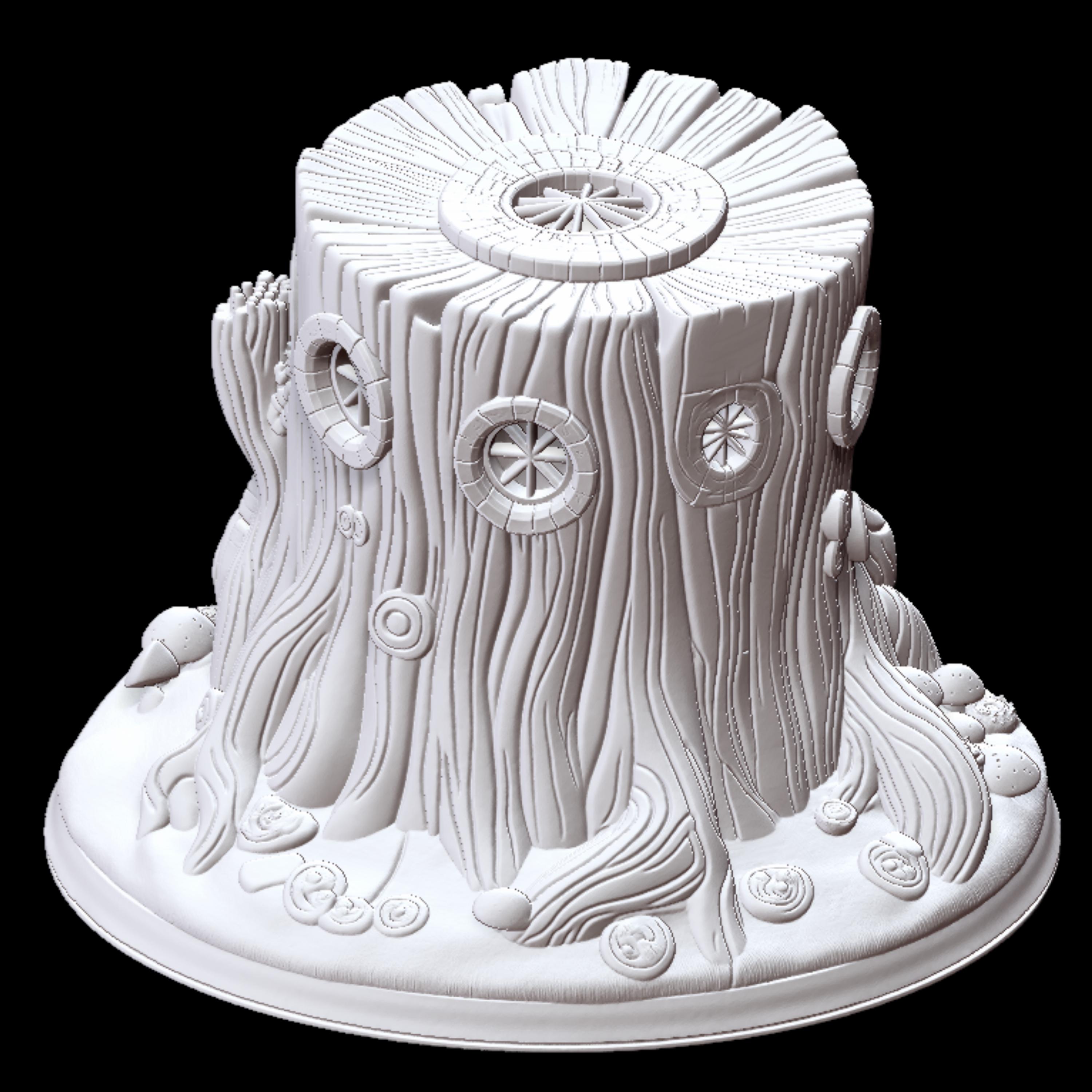 Tree Stump Stl File Fantasy Tree Stump House STL – Magical Woodland Cottage Diorama for 3D ...