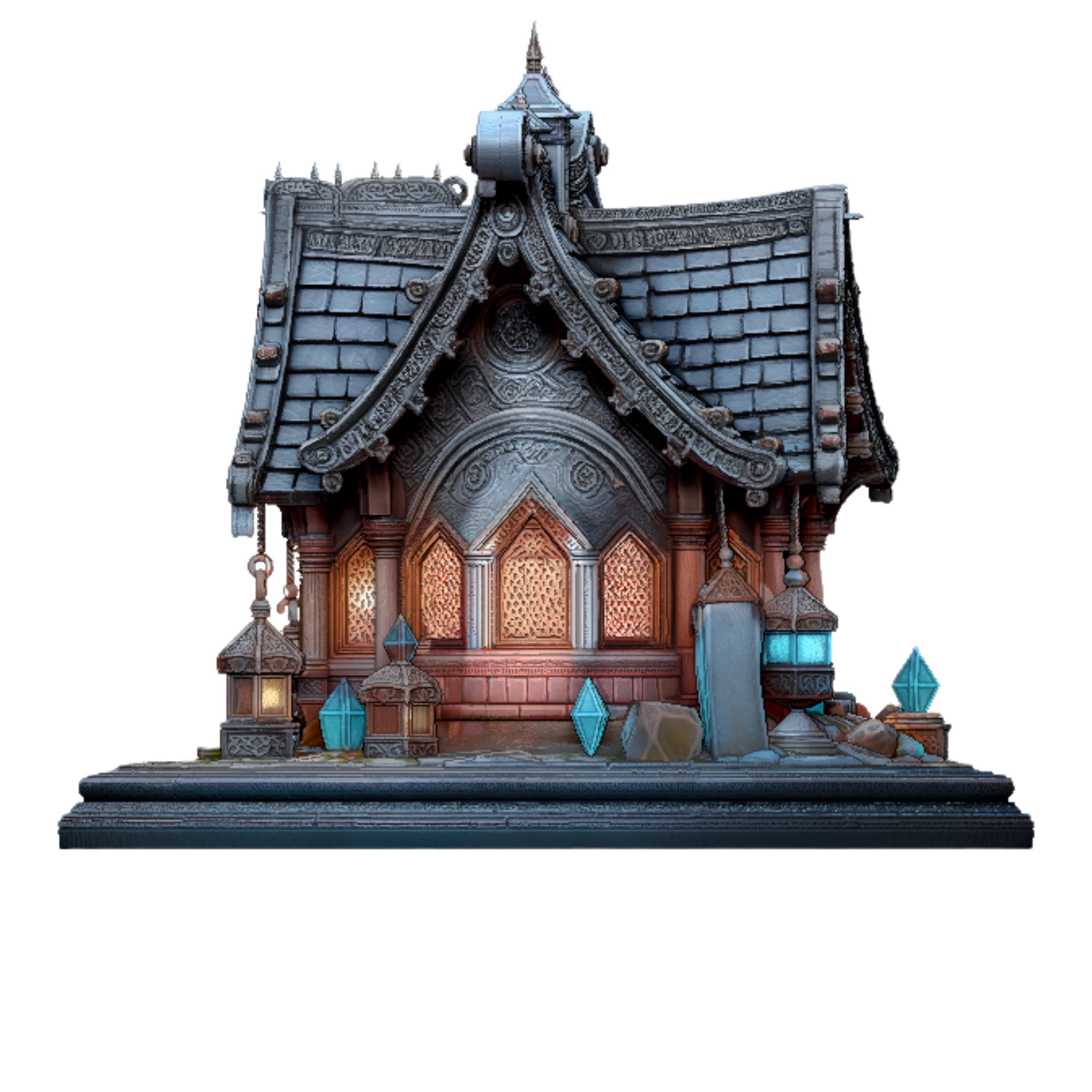 Arcane Gothic Sorcerer House 3D Model STL | Rune Temple & Crystal RPG ...