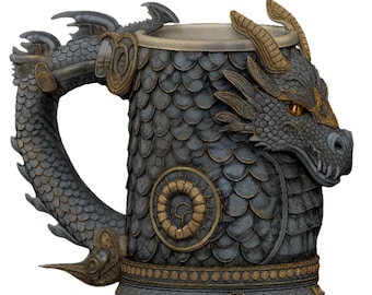 3D Print Drachen Becher STL Datei: Gothic Fantasy Bierkrug (Digitaler Download)