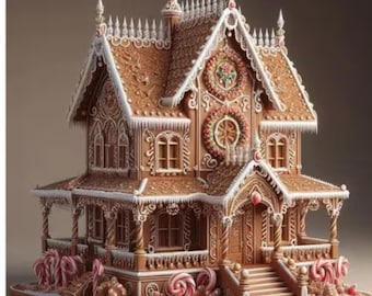 Modello 3D STL definitivo della casa di pan di zenzero / Centrotavola natalizio con caramelle e villaggio delle feste (download digitale)