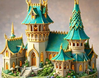 Fantasy Elfenschloss STL - Detailreiches magisches Schloss Diorama für 3D Druck (Digitaler Download)