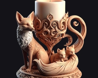 Fantasy Fox Candle Holder STL – Woodland Animal Decor for LED or Tealight Candles (Digital Download)