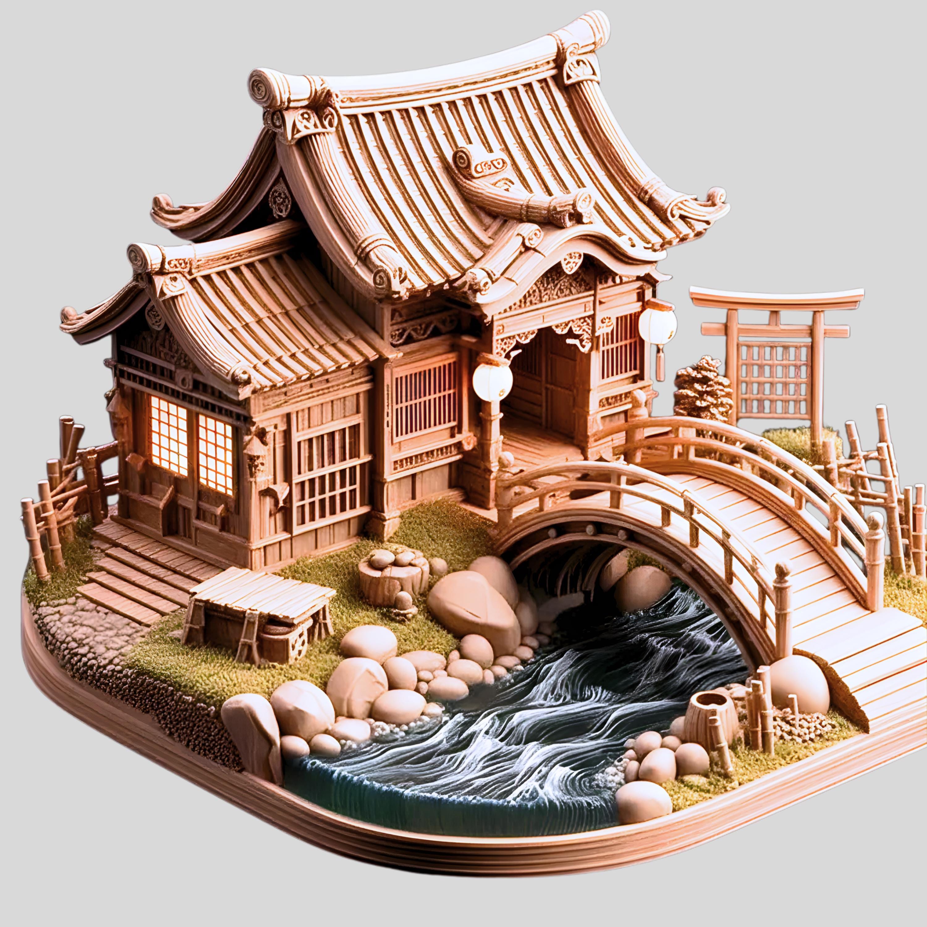 神社 ペーパークラフト模型 建築模型 ジオラマ 神社模型ジオラマ - Etsy 日本