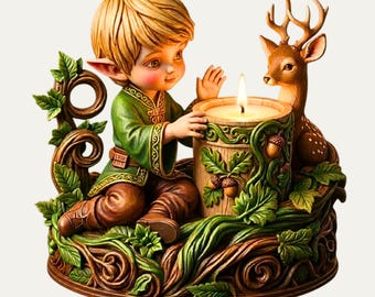 Fantasy Forest Child Candle Holder STL – Whimsical Nature Figurine for Home Decor (Digital Download)
