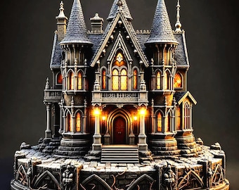 Gothic Mansion STL, Fantasy Herrenhaus 3D Modell, Dark Fantasy Diorama Gelände, Printable Gothic Schloss (Digitaler Download)