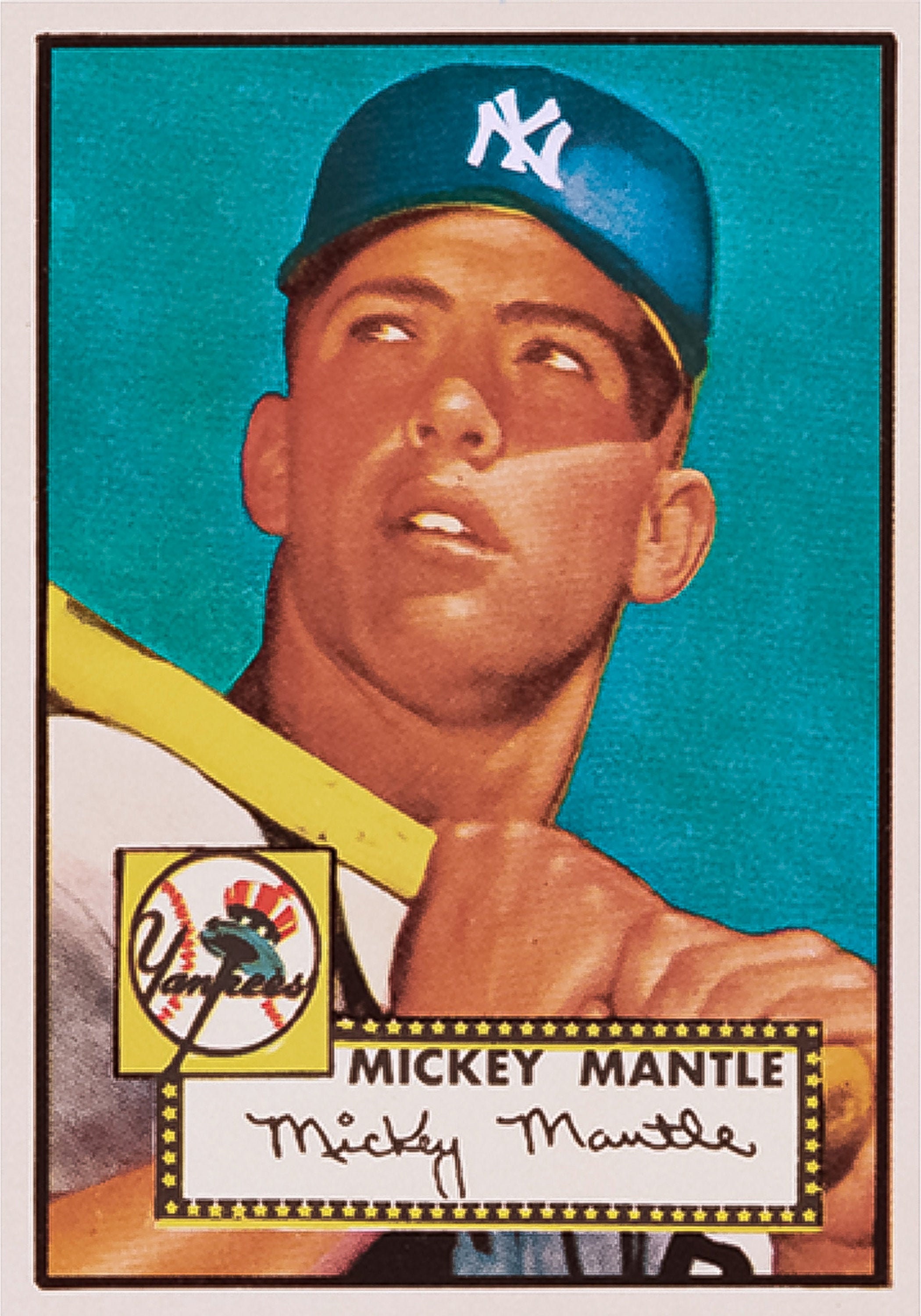 Custom Reprint of the 1952 Topps Mickey Mantle Card Etsy