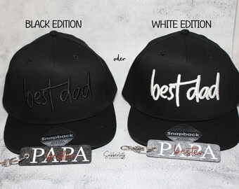 Vatertagsset | Cap (Adult) best dad & Schlüsselanhänger | bestickte Cap | Vatertagsgeschenk | Vatertag | Männergeschenk | Geschenkset