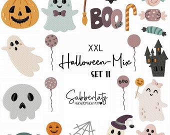 Halloween-Mix XXL | Stickdatei | Stickdatei für Lederpuschen | Lederpuschenstickdatei | digitale Datei | Krabbelpuschenstickdatei | Set 11
