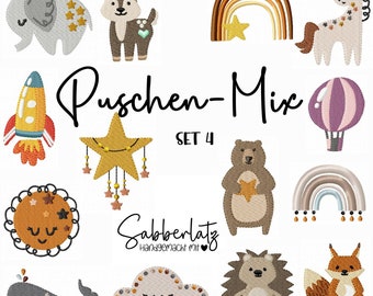 Puschen-Mix | Stickdatei | Stickdatei für Lederpuschen | Lederpuschenstickdatei | digitale Datei | Krabbelpuschenstickdatei | Set 4