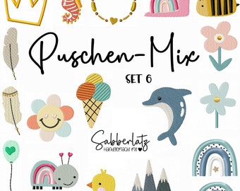 Puschen-Mix | Stickdatei | Stickdatei für Lederpuschen | Lederpuschenstickdatei | digitale Datei | Krabbelpuschenstickdatei | Set 6