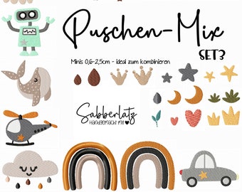 Puschen-Mix | Stickdatei | Stickdatei für Lederpuschen | Lederpuschenstickdatei | digitale Datei | Krabbelpuschenstickdatei | Set 3