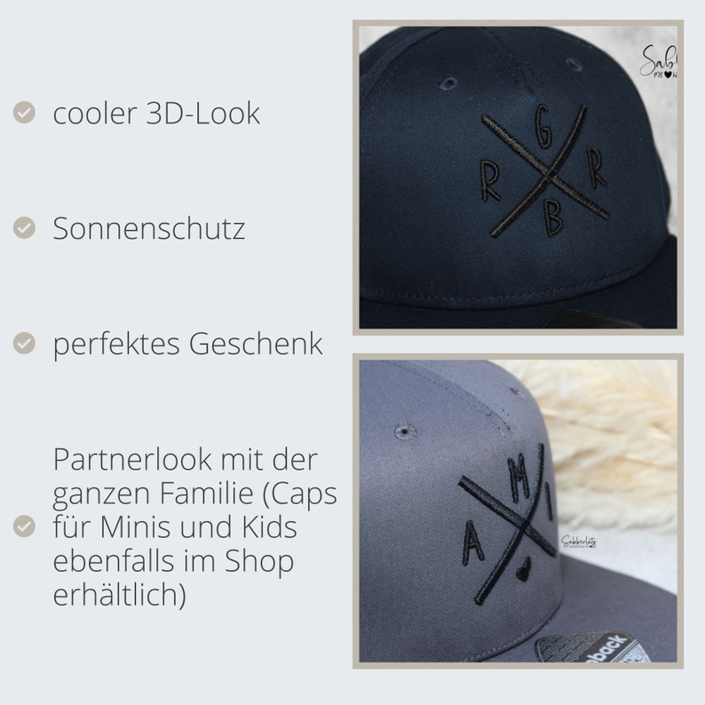 Cap Adult Familie X bestickte Cap Familiencap Vatertagsgeschenk Vatertag Männergeschenk Partnerlook Geschenk zu Vatertag Bild 5