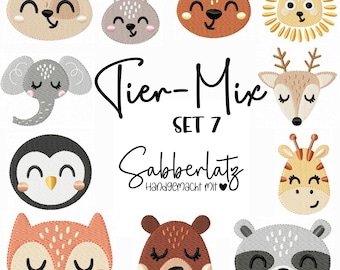 Animal Mix | Slippers | Embroidery file | Embroidery file for leather slippers | Leather slippers embroidery file | Digital file | Crawling slippers embroidery file | Set 7
