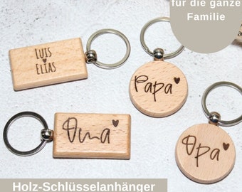 Schlüsselanhänger | Holzschlüsselanhänger | personalisiert | Gravur | Geschenk für Oma Opa Mama Papa | MOM | DAD | Muttertag | Vatertag