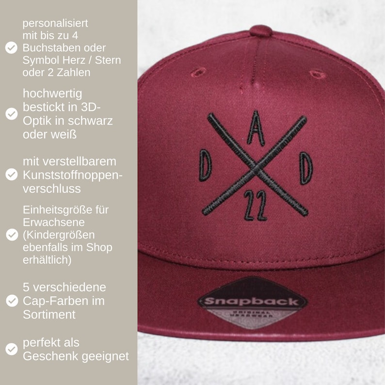 Cap Adult Familie X bestickte Cap Familiencap Vatertagsgeschenk Vatertag Männergeschenk Partnerlook Geschenk zu Vatertag Burgundy