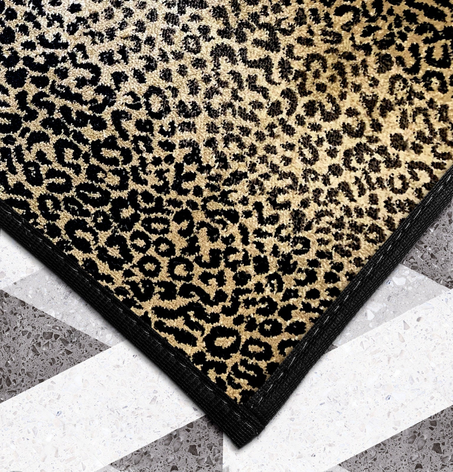 Leopard Black Animal Print Plush Luxury Eclectic Modern Boho Decor Floor  Mats 