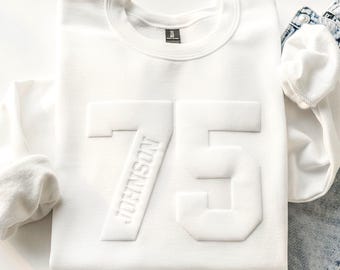 Custom Puff Print Sweatshirt, Personalized Name and Number, Game Day Hoodie