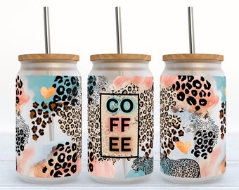 COFFEE • 16oz glass can png design for sublimation, digital download