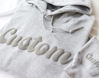 Custom Puff Hoodie-Crewneck – Personalized Team Hoodie, Varsity Sweatshirt, College Pullover, School Spirit Gift, Graduate Sport Sweater