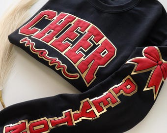 Personalized Cheer Mom Sweatshirt with Puff Print | Custom Name Sweatshirt | Cheer Team Spirit Gift