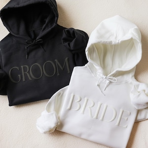 Sweat à capuche bouffant des mariés, sweat-shirt personnalisé, cadeau de mariage, cadeau pour elle, cadeau pour lui, sweat-shirt en relief, sweat-shirt minimaliste