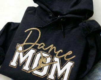 Personalized Dance Mom Sweatshirt with Glitter | Custom Name Sweatshirt | Cheer Team Spirit Gift for Mom