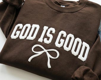 God is Good, Christian Sweatshirt, Puff Print, Embossed Print Hoodie, Unisex